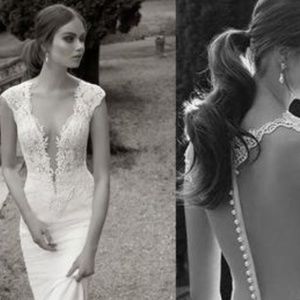 Women Berta Deep Vneck Wedding Dress